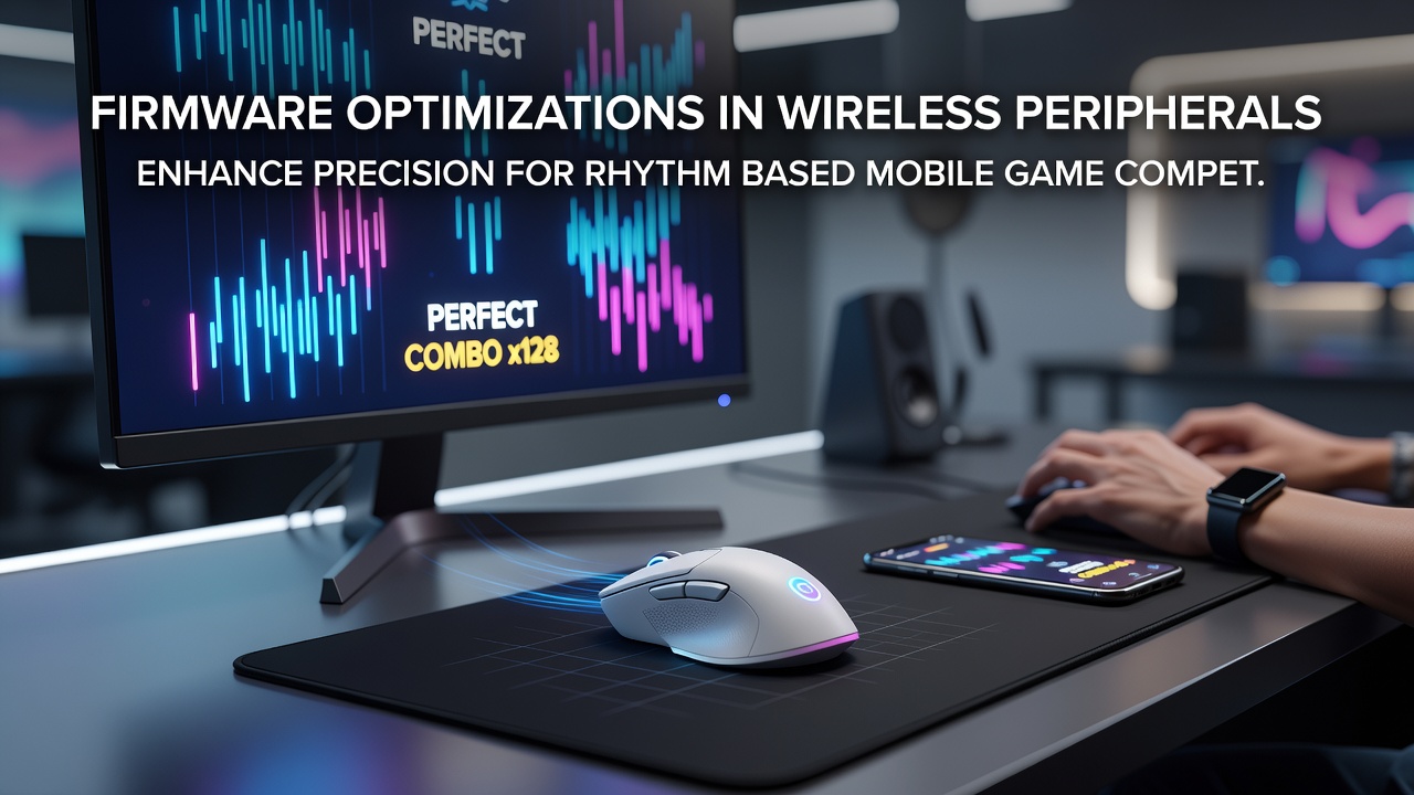 Technicians testing wireless rhythm game controllers with updated firmware in a remote competition venue
