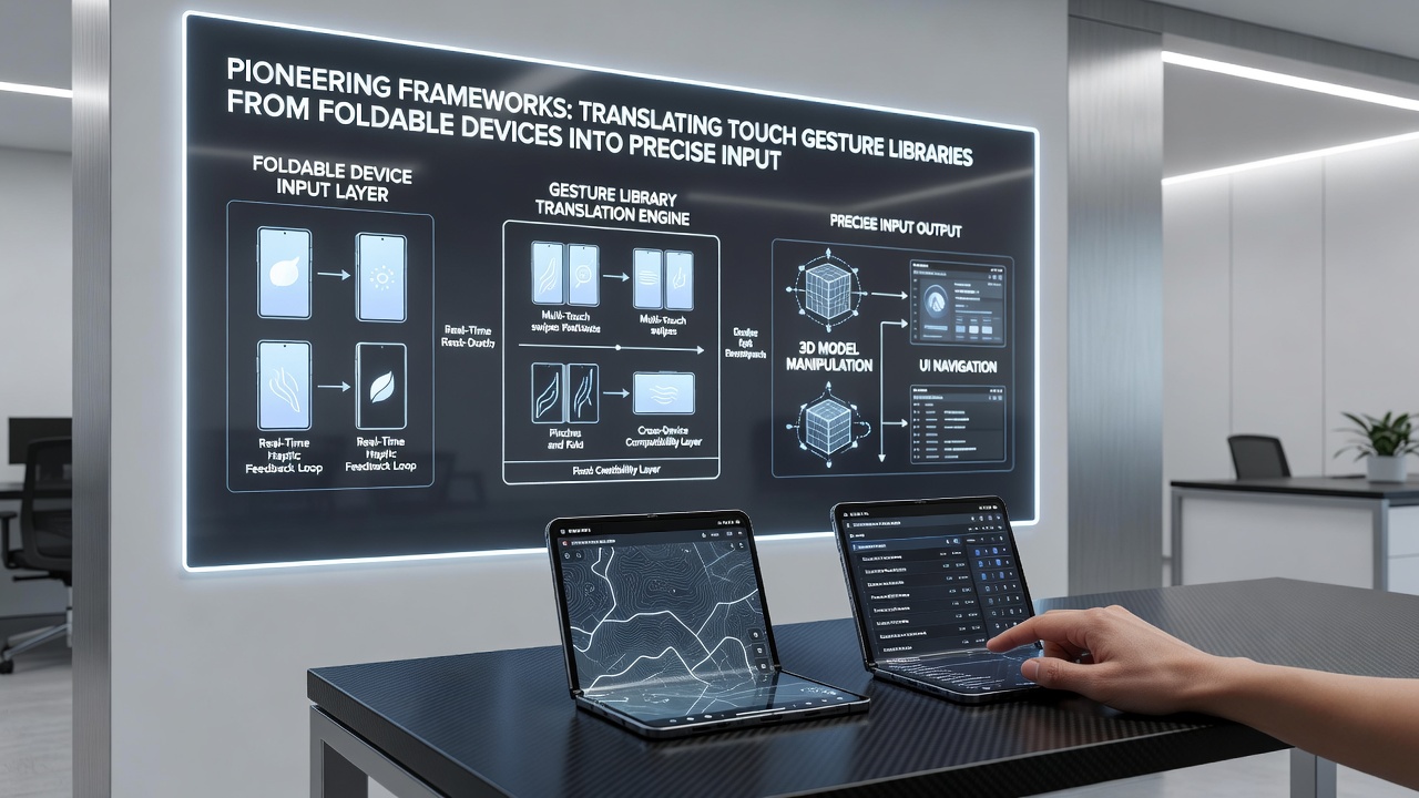Close-up of gesture mapping interface connecting foldable tablet controls to desktop strategy game inputs