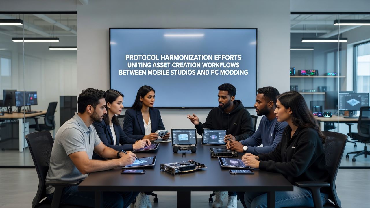 Developers reviewing unified asset workflows on multiple devices