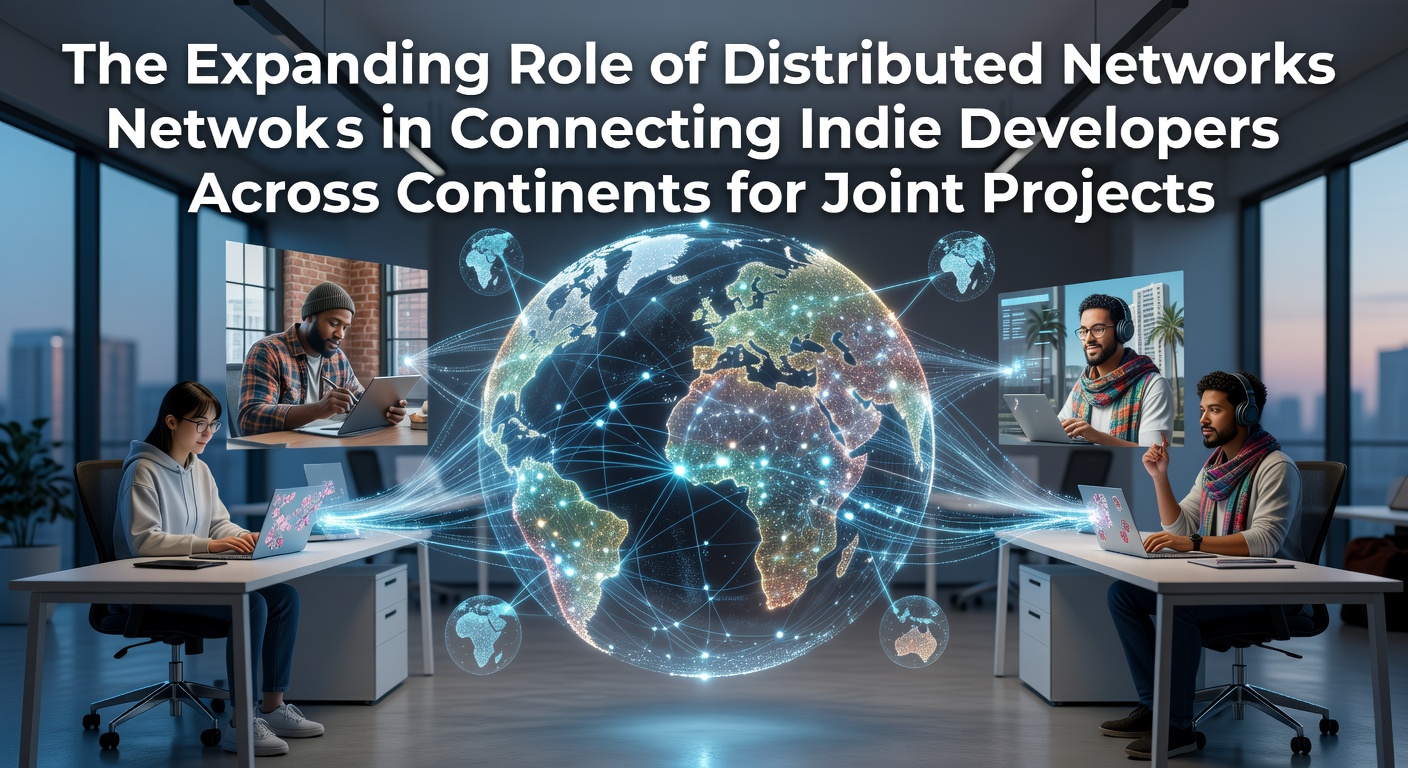 Indie developers collaborating via distributed networks on a global game project