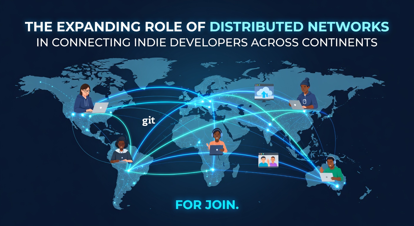 Map showing indie developer connections across continents using distributed network tools